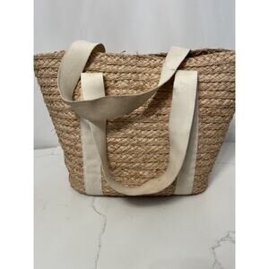 J Crew Womens Straw Tote Shoulder Bag Preppy Minimalist Beach Resort